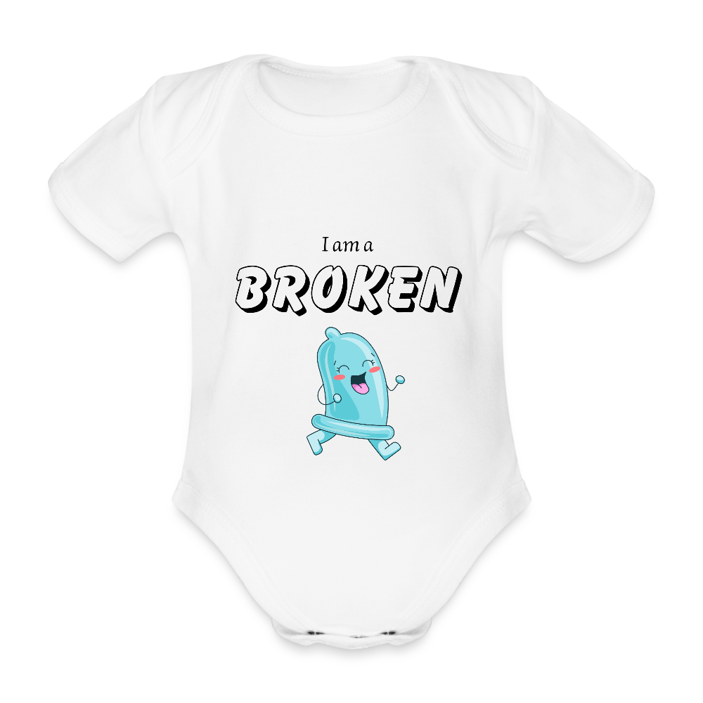 Baby Bodysuit - I am a broken condom (blue) - white