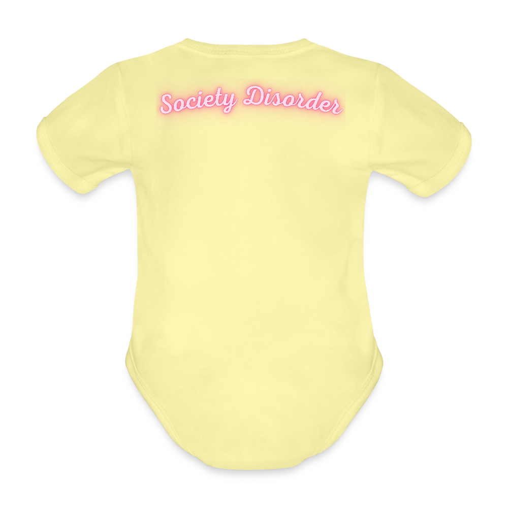 Baby Bodysuit - I am a broken condom (pink) - washed yellow