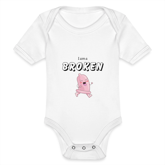 Baby Bodysuit - I am a broken condom (pink) - white