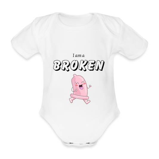 Baby Bodysuit - I am a broken condom (pink) - white