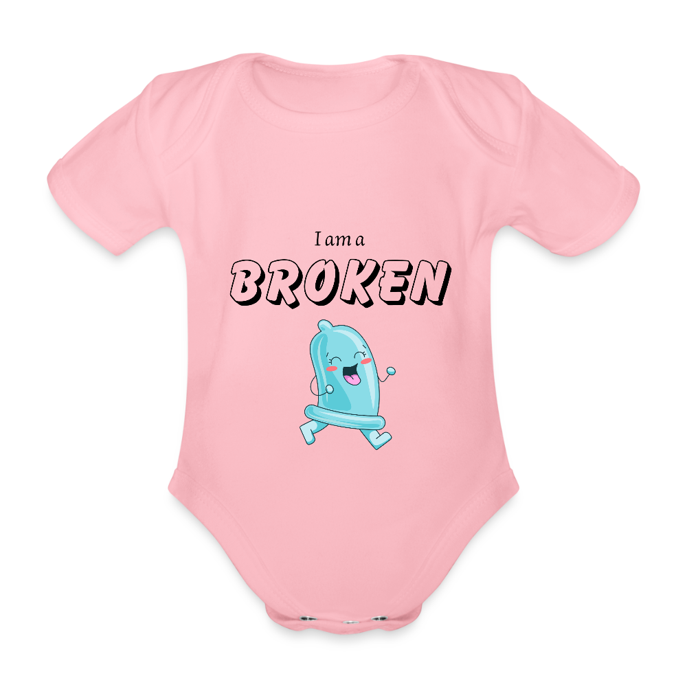 Baby Bodysuit - I am a broken condom (blue) - light pink