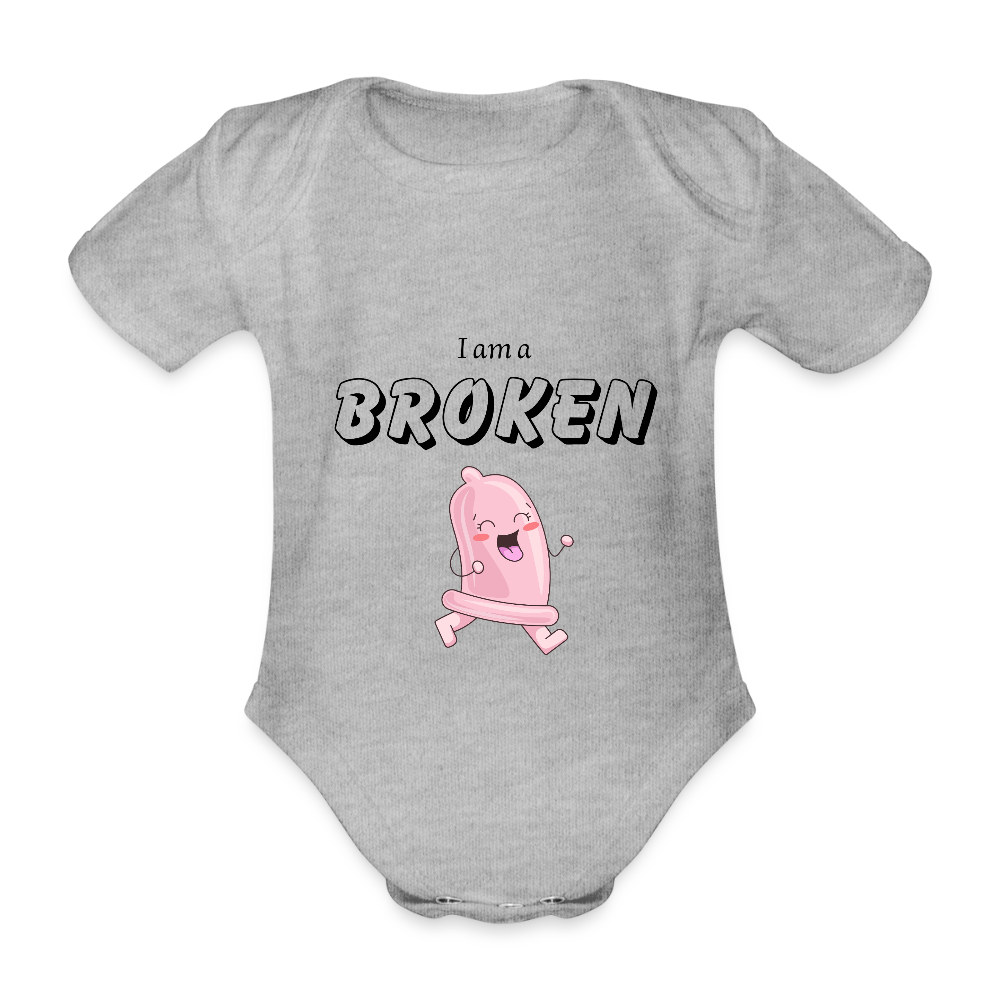 Baby Bodysuit - I am a broken condom (pink) - heather grey