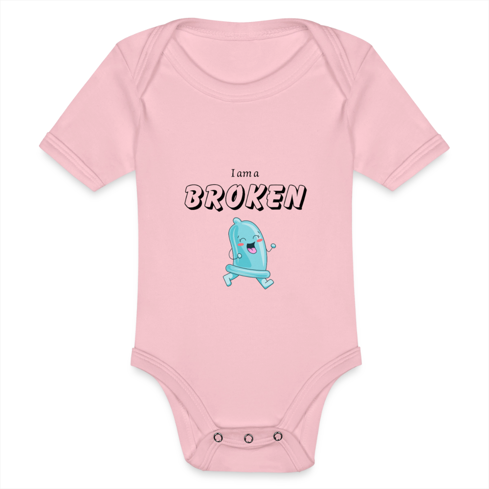 Baby Bodysuit - I am a broken condom (blue) - light pink