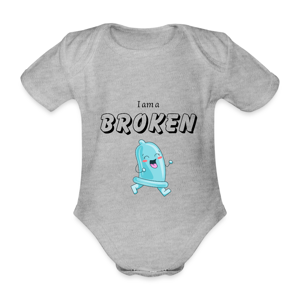 Baby Bodysuit - I am a broken condom (blue) - heather grey